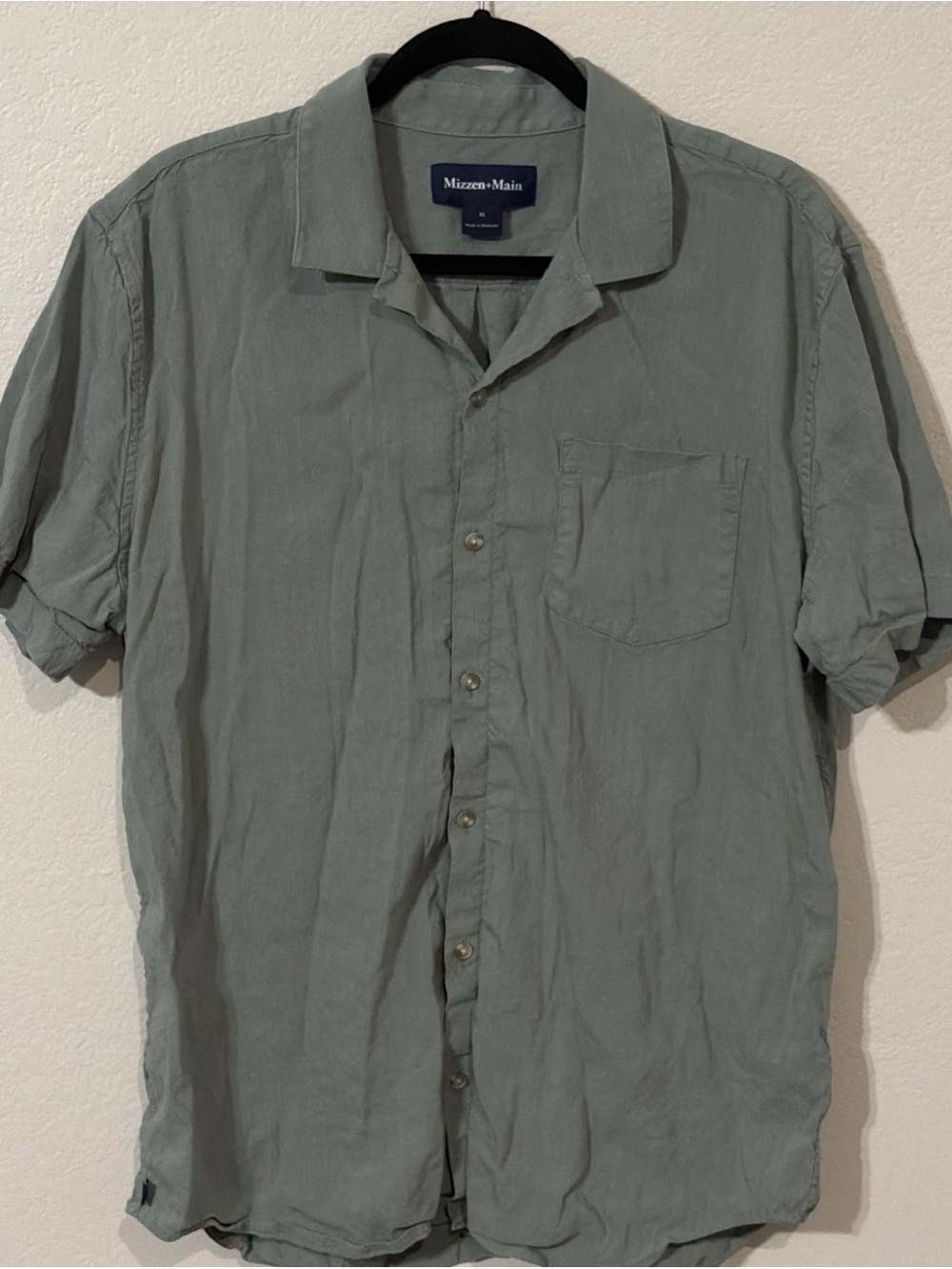 Mizzen Main Men’s Button Up Shirt Green XL Short Sleev